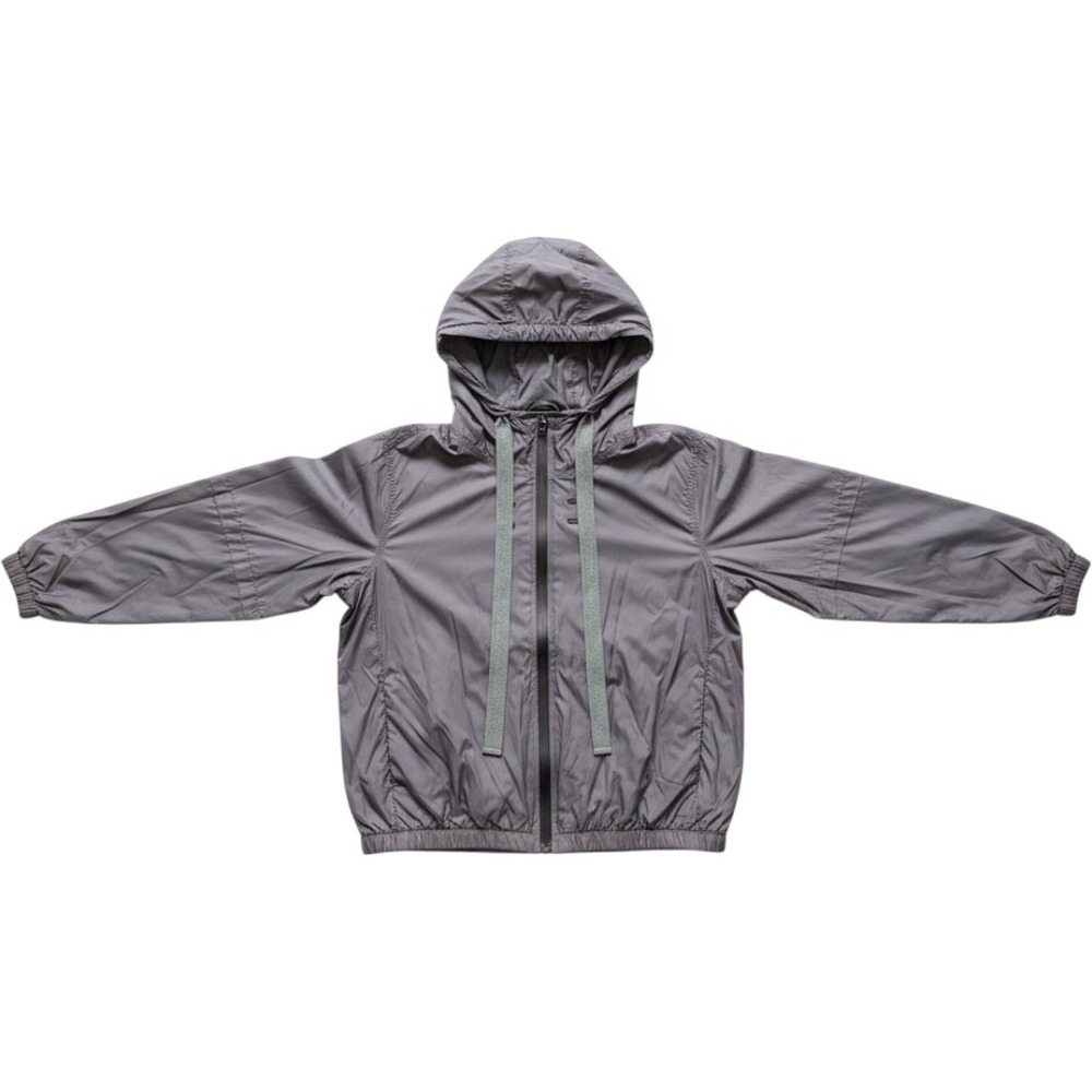 Zyia Active Windbreaker Women XS Charcoal Grey Good Hooded Full Zip Jacket